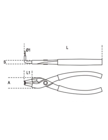 BETA Internal Circlip Pliers 90° Bent...