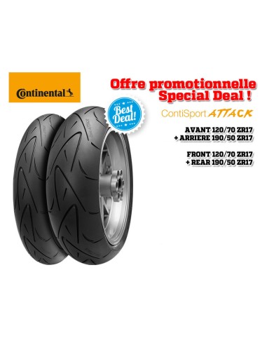 CONTINENTAL 2 Tire Pack ContiSportAttack (120/70 ZR 17 + 190/50 ZR 17)
