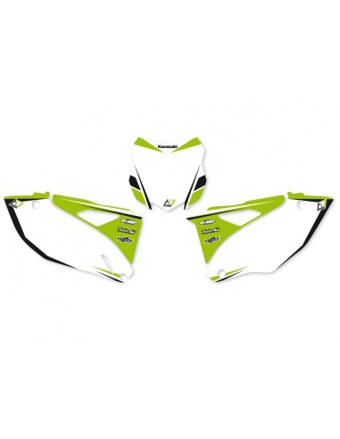 Autocolante pentru plăci grafice BLACKBIRD Alb Kawasaki KX-F250 Verde