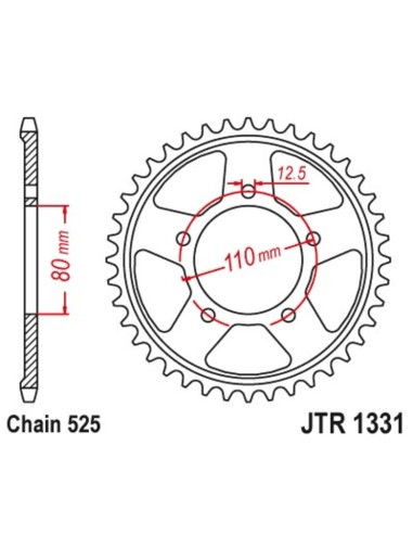 JT SPROCKETS Steel Standard 42 teeth Rear Sprocket 1331 - 525