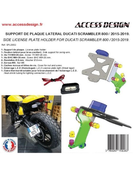 ACCESS DESIGN Side License Plate Holder Black Ducati Scrambler 800