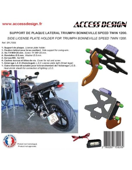 ACCESS DESIGN Side License Plate Holder Black Triumph