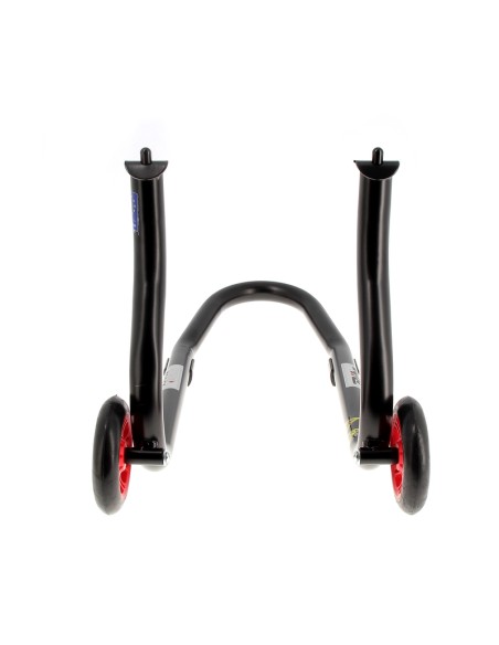 BIHR Home Track Fixed Front Paddock Stand Matt Black Red Wheels