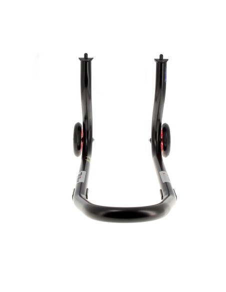BIHR Home Track Fixed Front Paddock Stand Matt Black Red Wheels