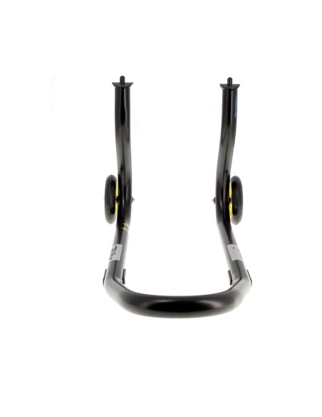 BIHR Home Track Fixed Front Paddock Stand Matt Black Yellow Wheels