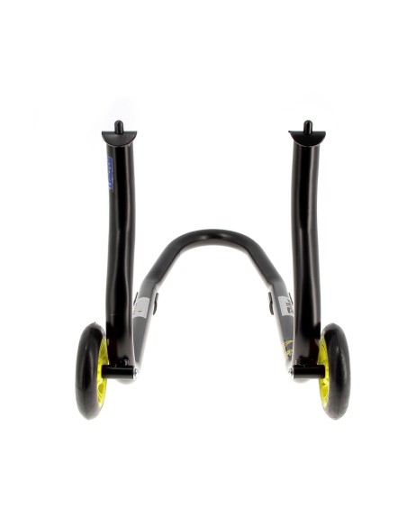 BIHR Home Track Fixed Front Paddock Stand Matt Black Yellow Wheels