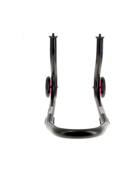 BIHR Home Track Fixed Front Paddock Stand Matt Black Pink Wheels