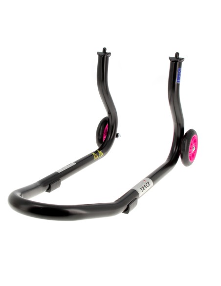 BIHR Home Track Fixed Front Paddock Stand Matt Black Pink Wheels