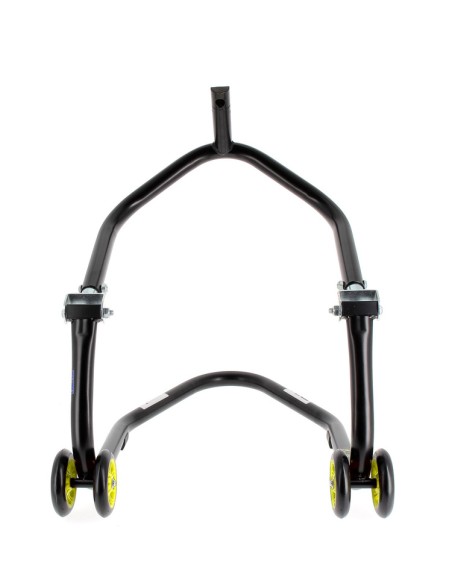 BIHR Home Track Under Triple Clamp Front Paddock Stand Matt Black Yellow Wheels