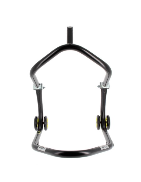 BIHR Home Track Under Triple Clamp Front Paddock Stand Matt Black Yellow Wheels