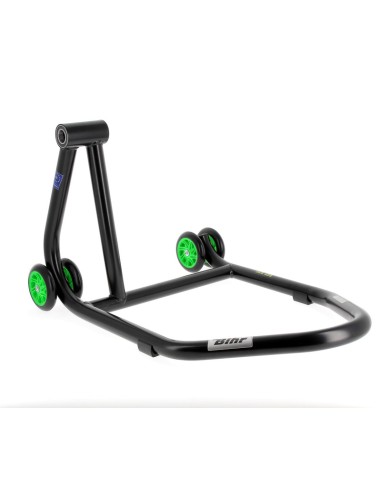 BIHR Home Track Stand Paddock Stand cu un singur braț Negru Mat Verde Roți Negru și Verde