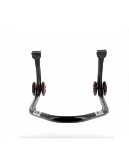 BIHR Home Track Rear Paddock Stand with "L" Adapters Matt Black Red Wheels
