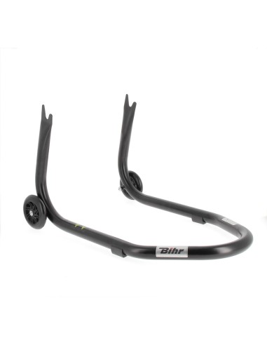 BIHR Home Track Fixed Rear Paddock Stand with "V" Adapters Matt Black Black Wheels