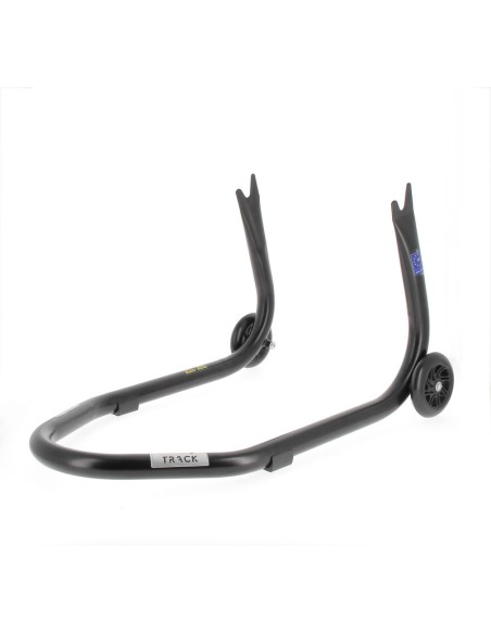 BIHR Home Track Fixed Rear Paddock Stand with "V" Adapters Matt Black Black Wheels