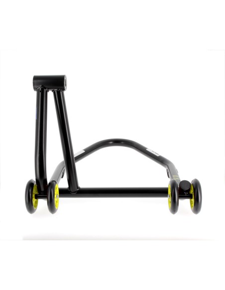 BIHR Home Track Right Single Arm Paddock Stand Matt Black Yellow Wheels