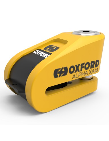 Blocare disc cu alarmă OXFORD Alpha XA14 Ø14mm Oțel inoxidabil Negru/Galben Negru și Galben
