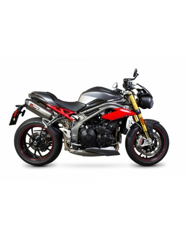 SCORPION Serket Parallel Stainless Steel Slip-On Black ABS End Cap Triumph Speed Triple