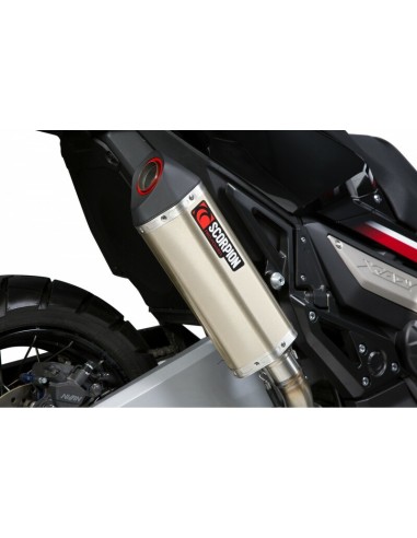 SCORPION Serket Parallel Titanium Muffler/Black ABS End Cap Honda X-ADV