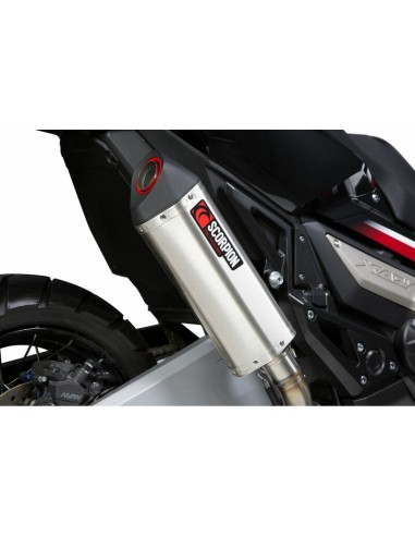 SCORPION Serket Parallel Black Stainless Steel Muffler/Black ABS End Cap Honda X-ADV