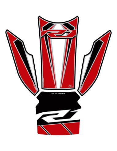 MOTOGRAFIX Tank Pad 4pcs White/Red Yamaha YZF-R1