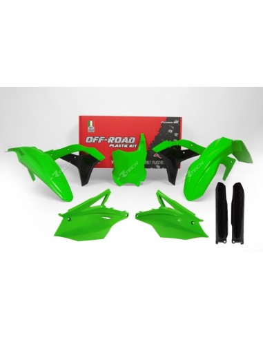 RACETECH Plastic Kit Neon Green/Black Kawasaki KX250F