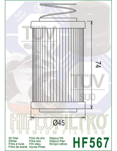 Filtru de ulei HIFLOFILTRO - HF567 MV Agusta