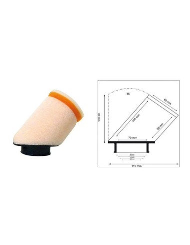 Filtru de aer TWIN AIR Cilindric 45° Ø28mm - 158977