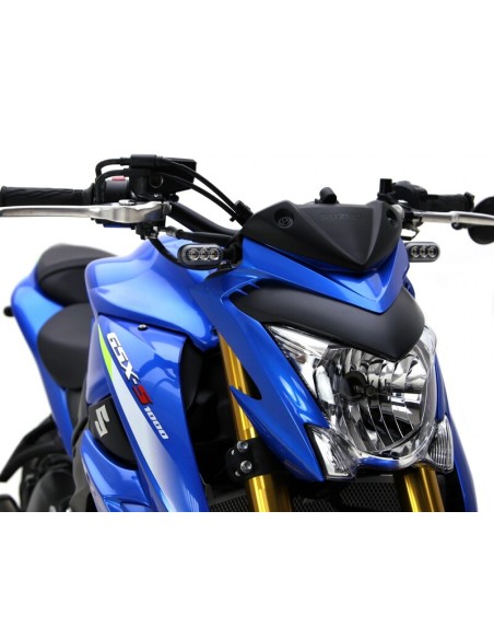 DENALI T3 Switchback M8 LED 2in1 Indicator DRL Combination Body Black / Lens Clear (Pair), Front