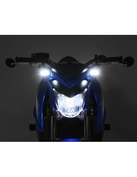 DENALI T3 Switchback M8 LED 2in1 Indicator DRL Combination Body Black / Lens Clear (Pair), Front