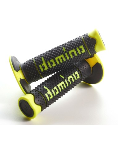 Manere duble compuse off-road DOMINO A260 Full Diamond Black & Neon Yellow