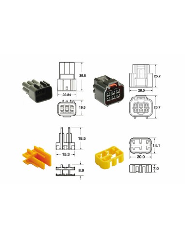 Set capete 6 fișe BIHR Conectori 090 FRKW OE Tip - 5 seturi