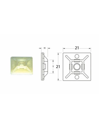 BIHR Adhesive Fasteners 21x21mm White for Cable Tie