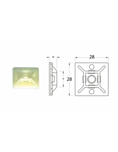 BIHR Adhesive Fasteners 28x28mm White for Cable Tie