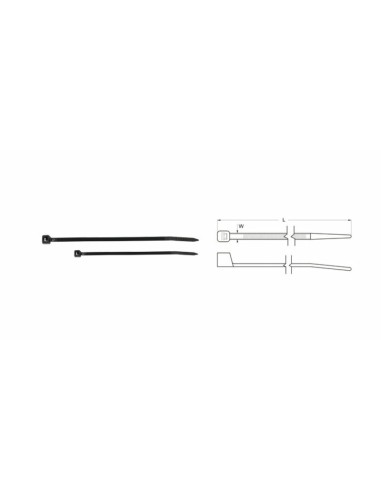 BIHR Nylon Cable Ties 2,5x100mm Black 100 pieces